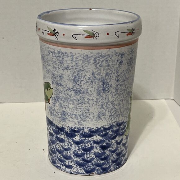 Mesa Intl. Fish Trout Wine Holder Kitchen Utensil Carafe Art Pottery 8” Signed - Picture 2 of 6